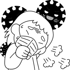 White woman infected with the new coronavirus outline