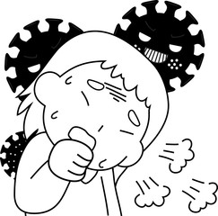 White woman infected with the new coronavirus outline