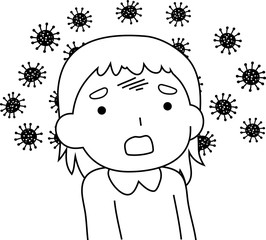 White woman infected with the new coronavirus outline