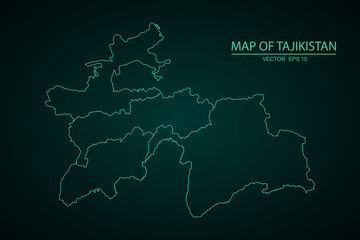 Map of Tajikistan - Blue Geometric Rumpled Triangular , Polygonal Design For Your . Vector illustration eps 10. - Vector