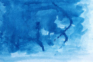 Photo watercolor paper texture. Abstract blue watercolor background. Wet watercolor paper texture background. abstract blue pattern.  blue watercolor stains. copy space