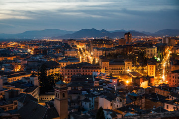 Fototapeta na wymiar Panoramic photo of the sunset over Granada, Spain