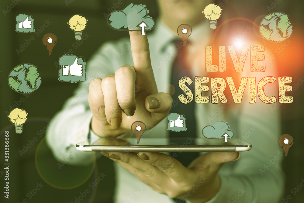 Poster text sign showing live service. business photo showcasing extending or providing help to others in v