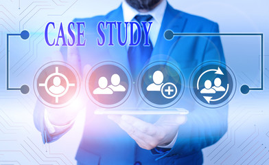 Conceptual hand writing showing Case Study. Concept meaning research methodology that has commonly...