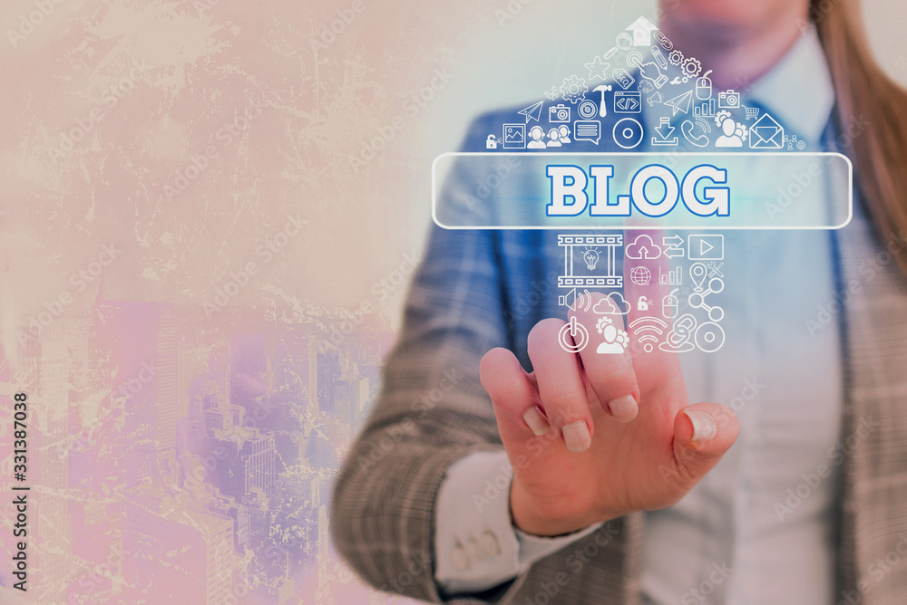 Poster writing note showing blog. business concept for regularly updated website web page run by individual