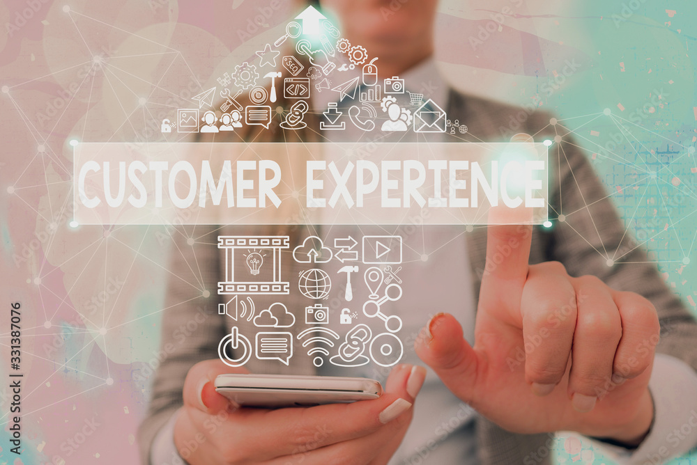 Poster writing note showing customer experience. business concept for product of interaction between organi