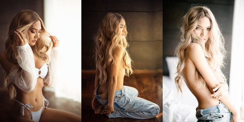 Portrait of beautiful asian sexy girl with long hair using as background woman sexy beauty fashion people model concept. - obrazy, fototapety, plakaty