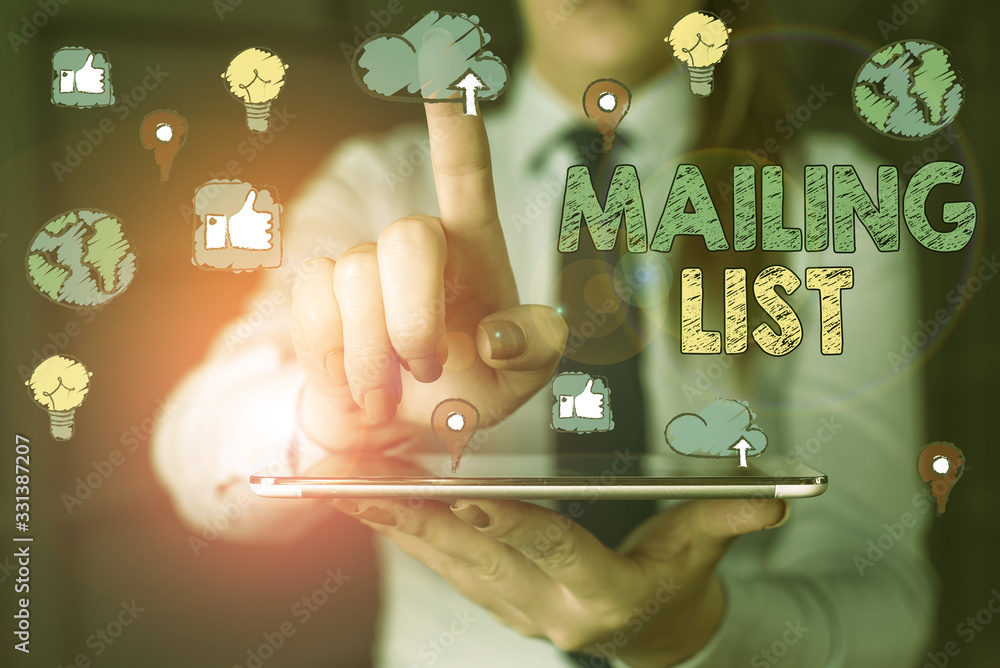 Poster text sign showing mailing list. business photo showcasing list of showing who subscribe to a periodi