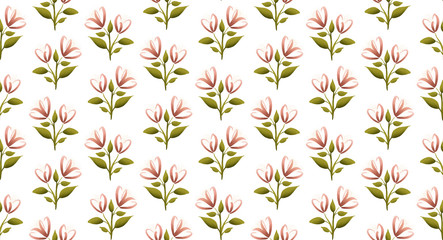 Spring tulip floral seamless pattern, Easter garden flower background