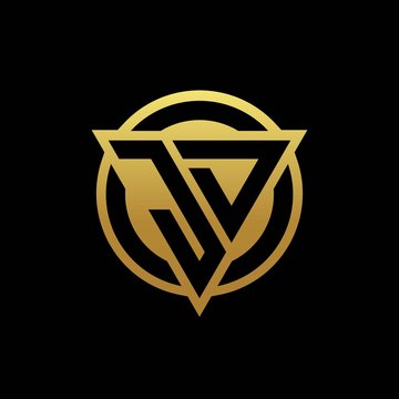 JD logo monogram with triangle shape and circle rounded isolated on gold colors