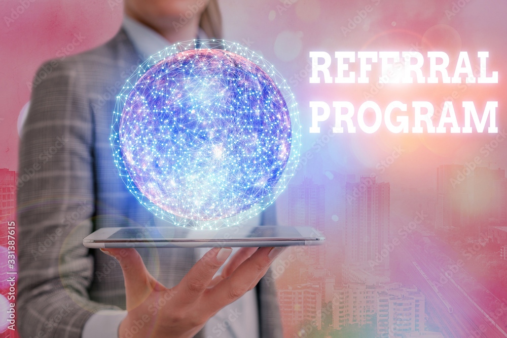 Poster conceptual hand writing showing referral program. concept meaning internal recruitment method employ