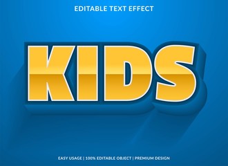 kids text effect template with 3d style and bold font concept use for brand label and logotype sticker