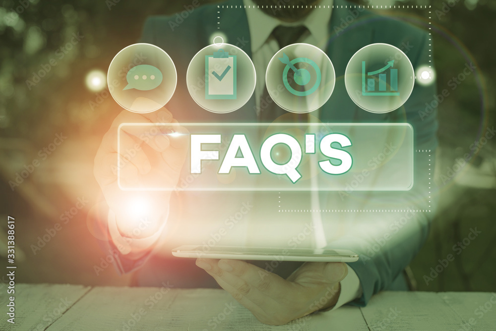 Poster word writing text faq s. business photo showcasing list of questions and answers relating to particu