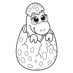Coloring book for children baby dinosaur in an egg