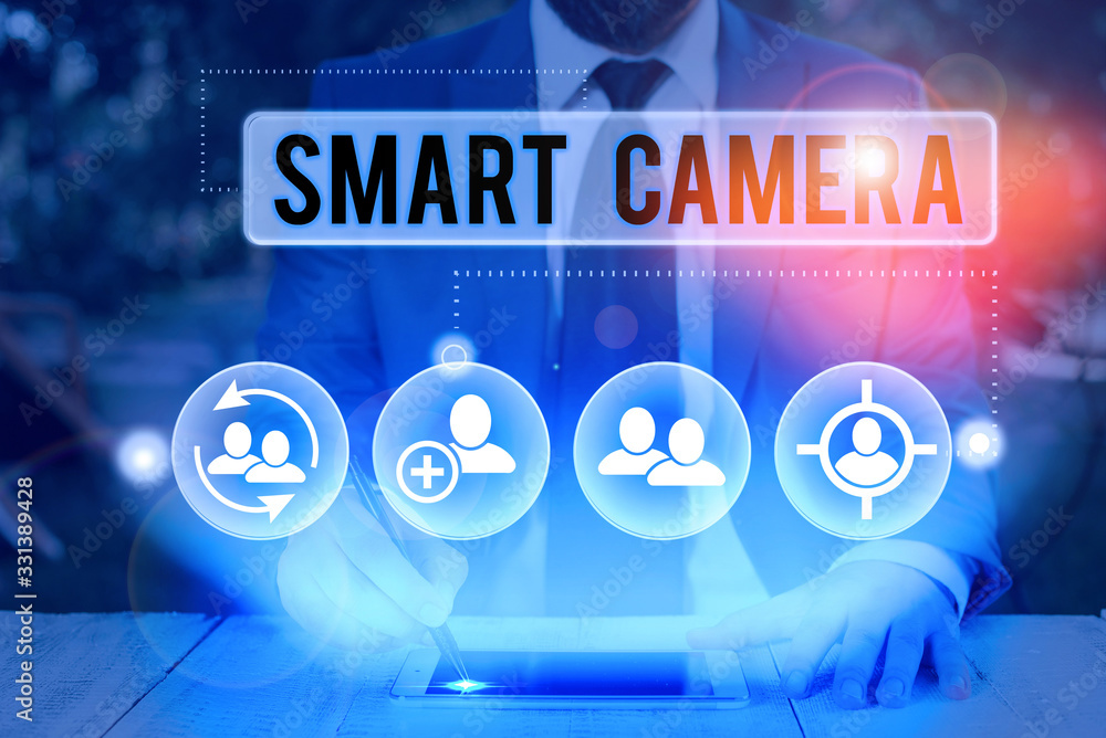 Poster handwriting text writing smart camera. conceptual photo individual image processing systems designed