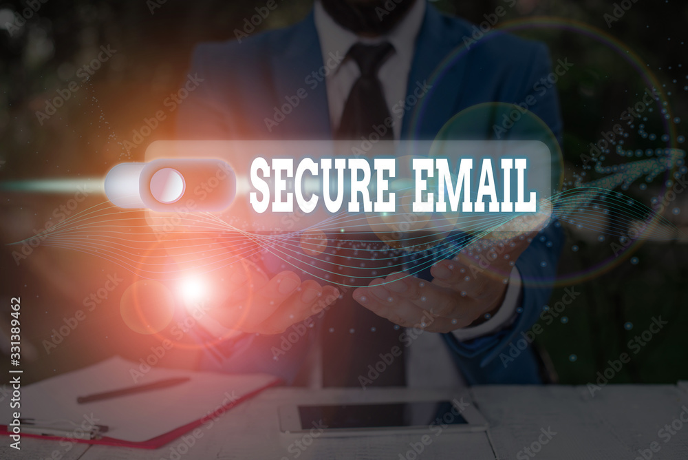 Aufkleber handwriting text secure email. conceptual photo protect the email content from being read by unwante