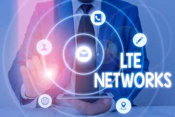 Word writing text Lte Networks. Business photo showcasing 4G wireless communications standard...