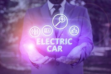 Word writing text Electric Car. Business photo showcasing an automobile that is propelled by one or...