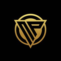 NP logo monogram with triangle shape and circle rounded isolated on gold colors © Gariss