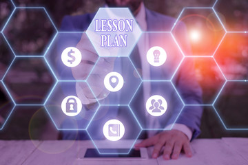 Word writing text Lesson Plan. Business photo showcasing a teacher s is detailed description of the...