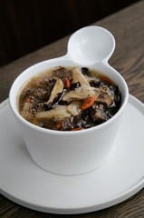 Easy vegetarian menu hot mushroom  soup with ingredient