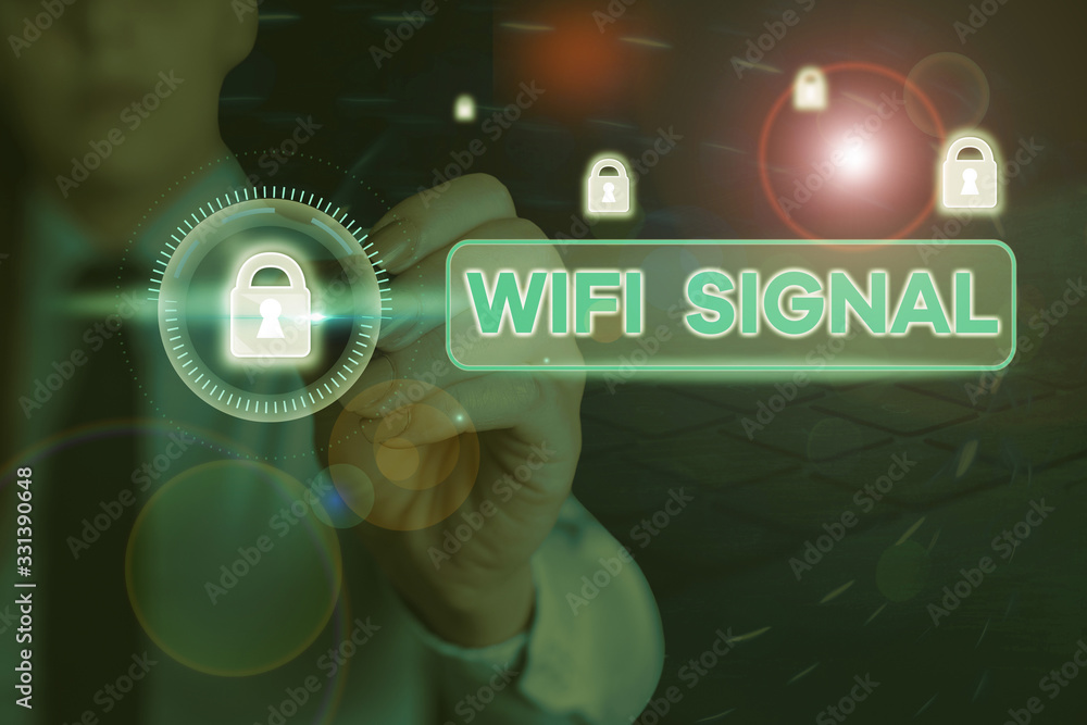 Poster writing note showing wifi signal. business concept for provide wireless highspeed internet and netwo