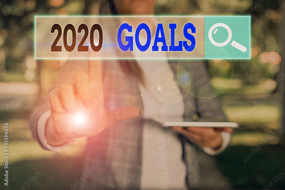 Poster text sign showing 2020 goals. business photo text something that you are trying to do or achieve for