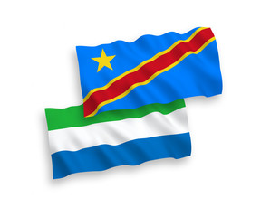 Flags of Democratic Republic of the Congo and Sierra Leone on a white background
