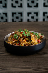 Thai Fusion Spicy food menu with rice in bowl