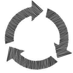 Sketch doodle recycle reuse symbol isolated on white background. vector illustration.