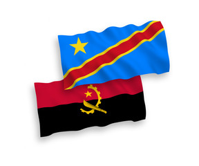 Flags of Democratic Republic of the Congo and Angola on a white background