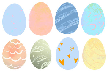 Set of color Easter eggs isolated on a white background