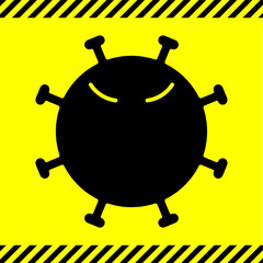 illustration graphic vector, biohazard sign with virus and quarantine zones line on yellow background