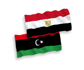 Flags of Egypt and Libya on a white background