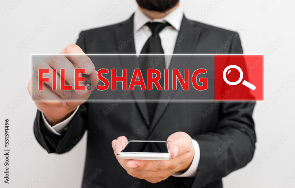 Poster conceptual hand writing showing file sharing. concept meaning transmit files from one computer to an