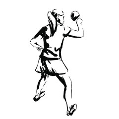 girl tennis table, racket stroke of the sword, sport, vector illustration hand-drawn brush strokes