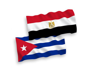 Flags of Egypt and Cuba on a white background