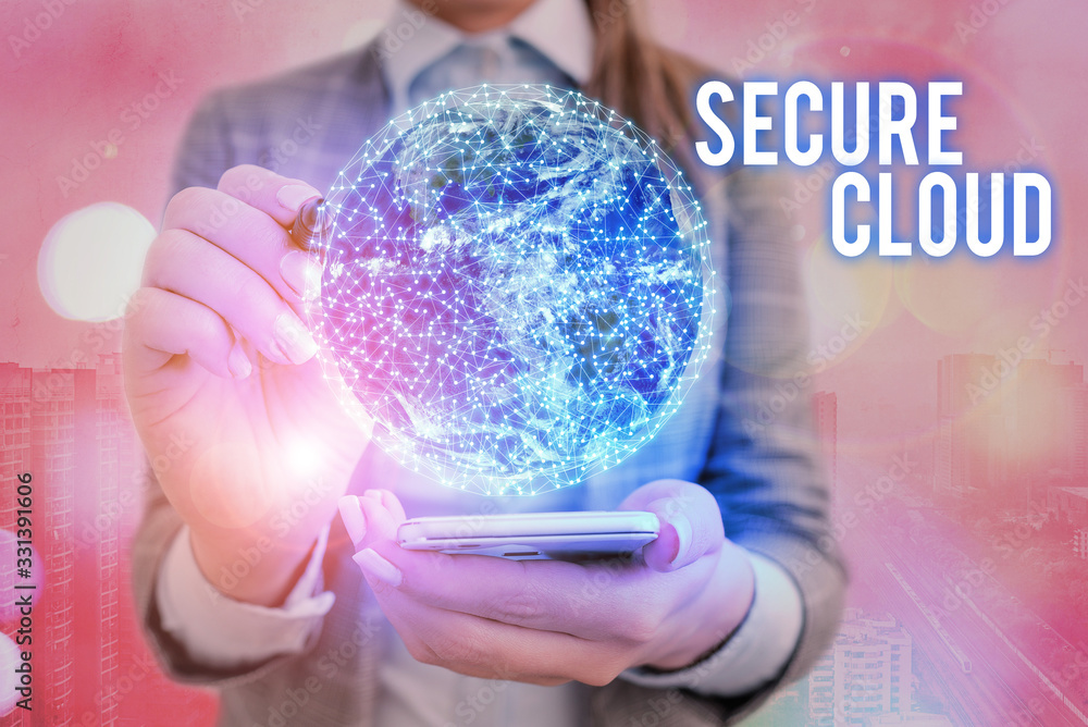 Poster text sign showing secure cloud. business photo text protect the stored information safe controlled t