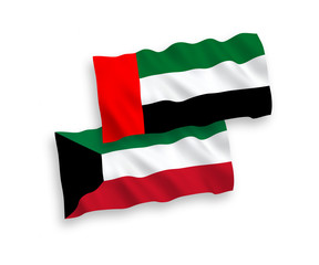 Flags of United Arab Emirates and Kuwait on a white background