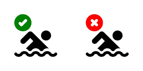 no swimming and swimming area, allowed and forbidden sign
