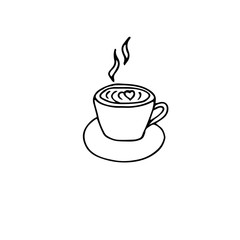 Hand drawn cup of coffee. Doodle vector illustration.  