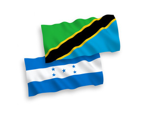 Flags of Tanzania and Honduras on a white background