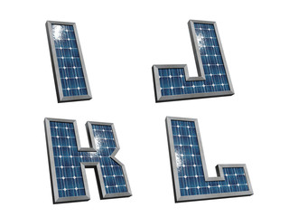 Solar panel alphabet, letters I to L