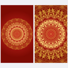 Design Vintage cards with Floral mandala pattern and ornaments. Vector template. Islam, Arabic, Indian, Mexican ottoman motifs. Hand drawn background