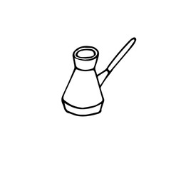 Hand drawn turkish coffee pot. Doodle vector illustration.