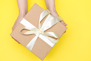 cardboard gift box with ribbon