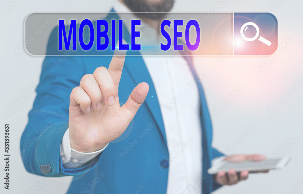 Poster handwriting text mobile seo. conceptual photo process of optimizing a website to rank for mobile sea