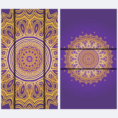 Vintage luxury decorative design invitation casrd of golden mandala. Vector illustration. Floral ornament
