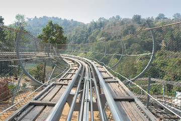 Steel slider car track for the mountain top players