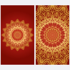 Design Vintage cards with Floral mandala pattern and ornaments. Vector template. Islam, Arabic, Indian, Mexican ottoman motifs. Hand drawn background
